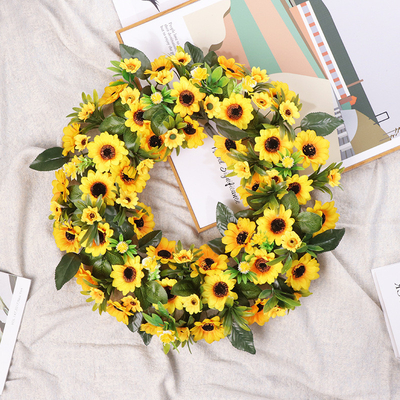 35-42cm Sunflower Wreath Artificial Leaf Plant Waterproof